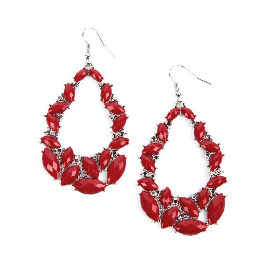 Paparazzi Tenacious Treasure Earrings in Red